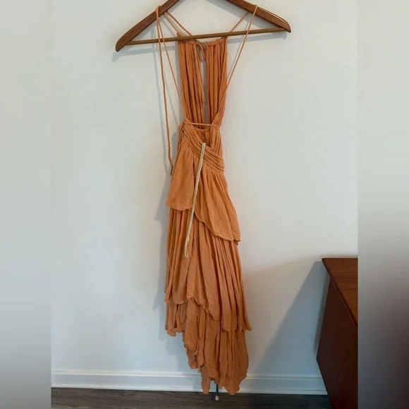 Free People Drop Dead Beauty Tiered Maxi Dress XS Orange - Picture 11 of 11